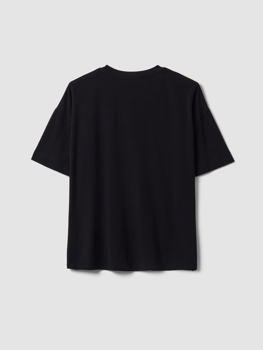 Schwarzes Rundhals-T-Shirt aus elastischem Baumwoll-Modal-Mix, Regular Fit_5