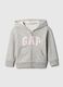 Felpa grigio chiaro con cappuccio in misto cotone con logo GAP_0