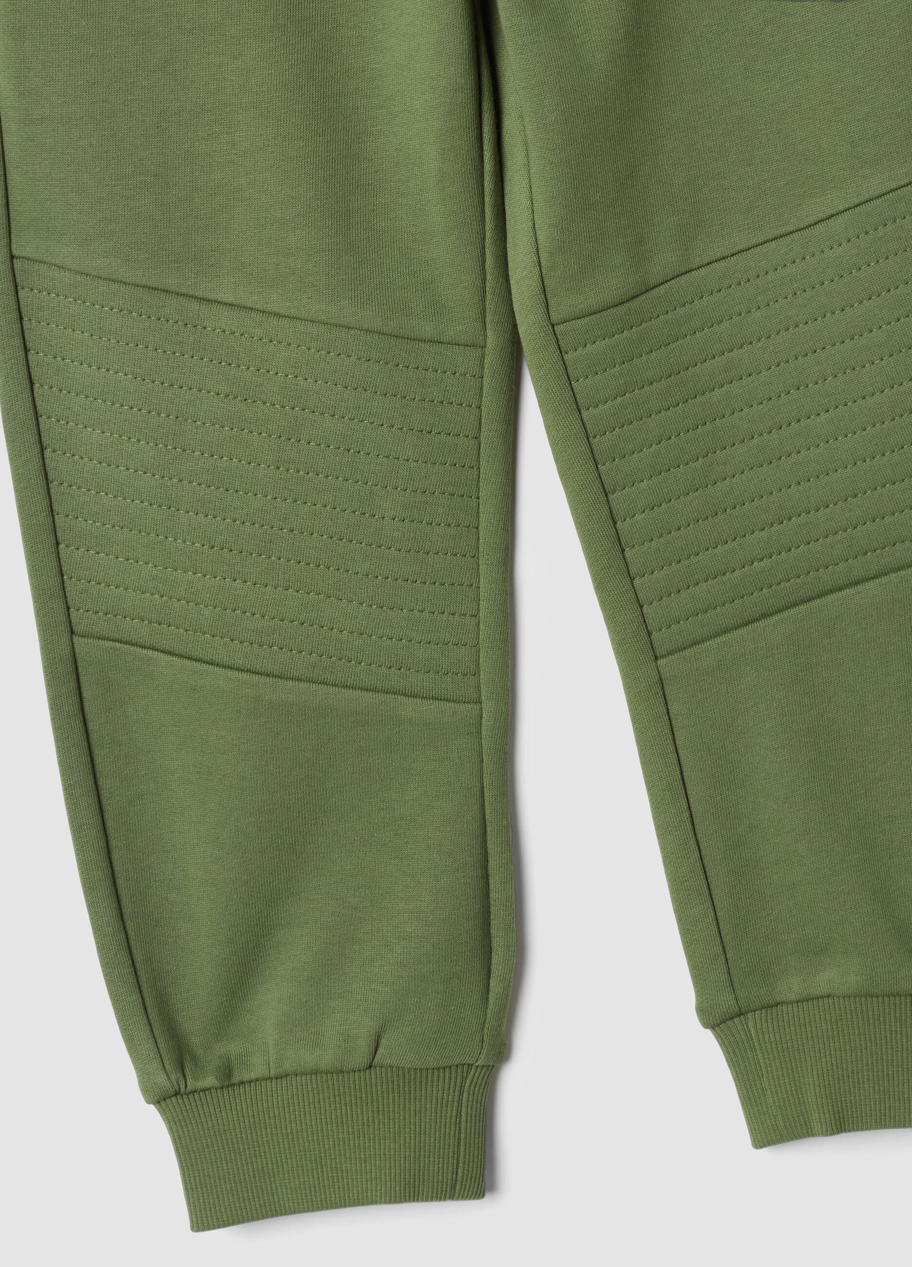 Pantaloni jogger verdi in puro cotone regular fit