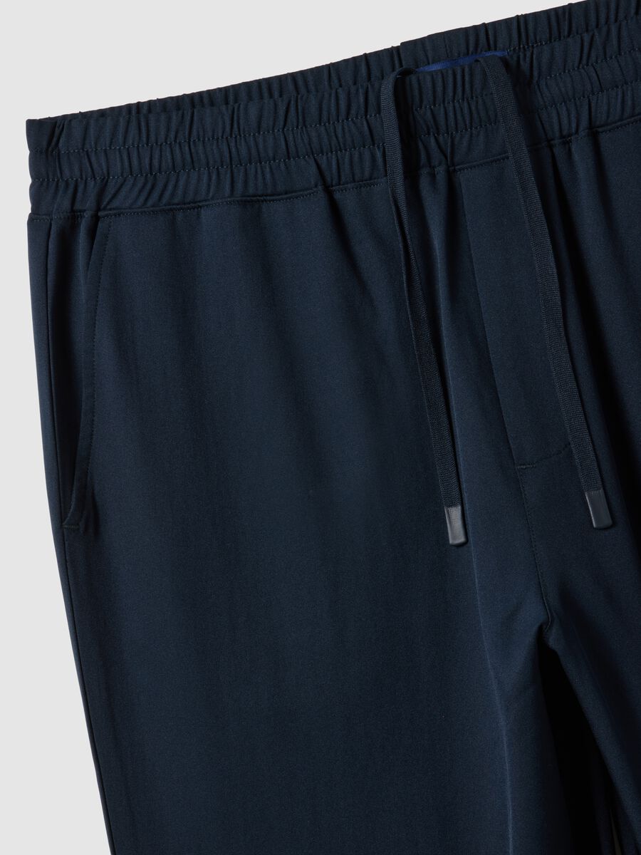 Blue regular fit trousers with elasticated waist_5