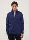 Blue full-zip sweatshirt with high neck and logo_0