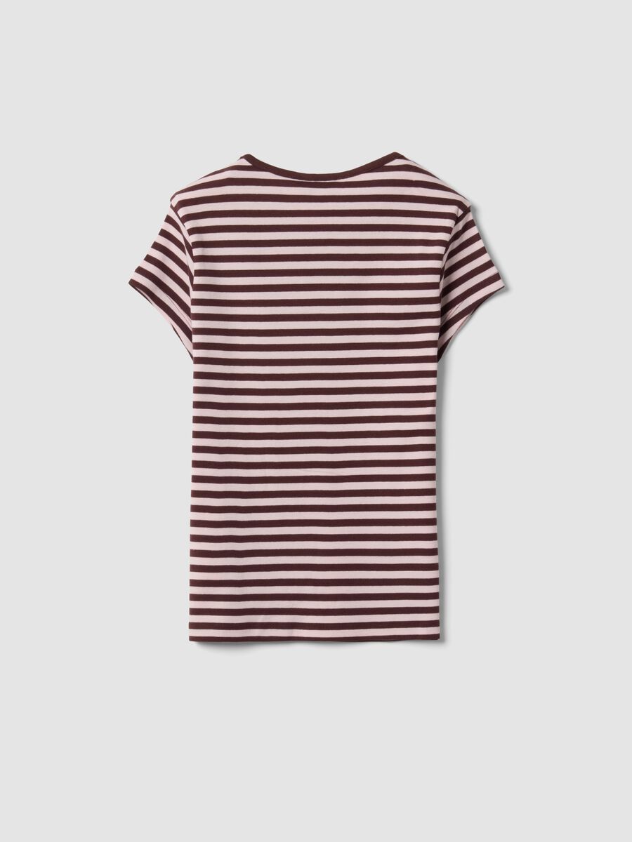 Brown pure cotton crew-neck striped T-shirt_6
