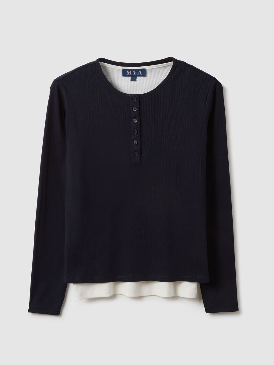 Pure cotton multicolour regular fit jumper with serafino collar_0