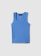 Light Blue Stretch Cotton Regular Fit Tank Top_4