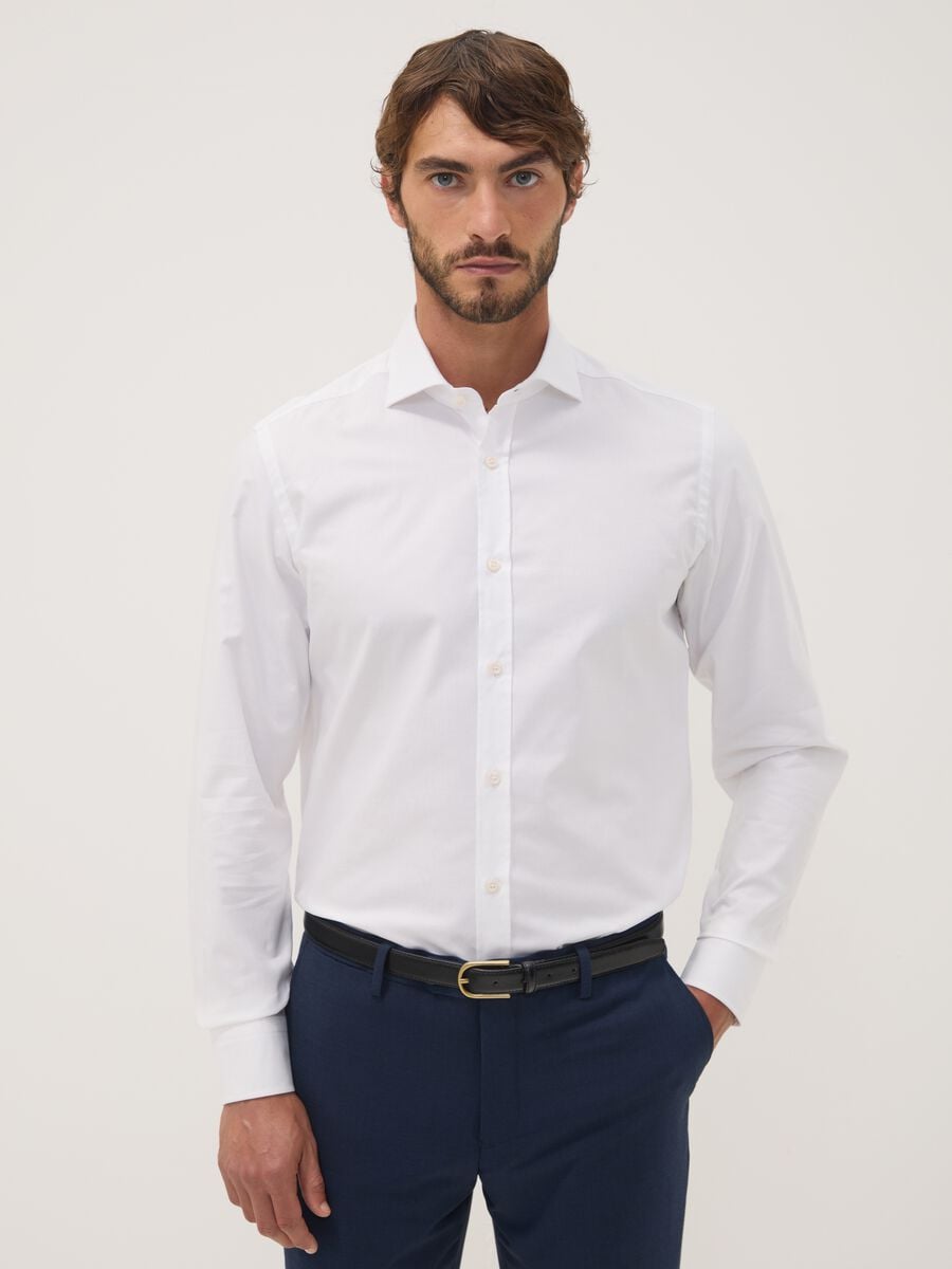 White slim-fit Oxford shirt in pure cotton_0