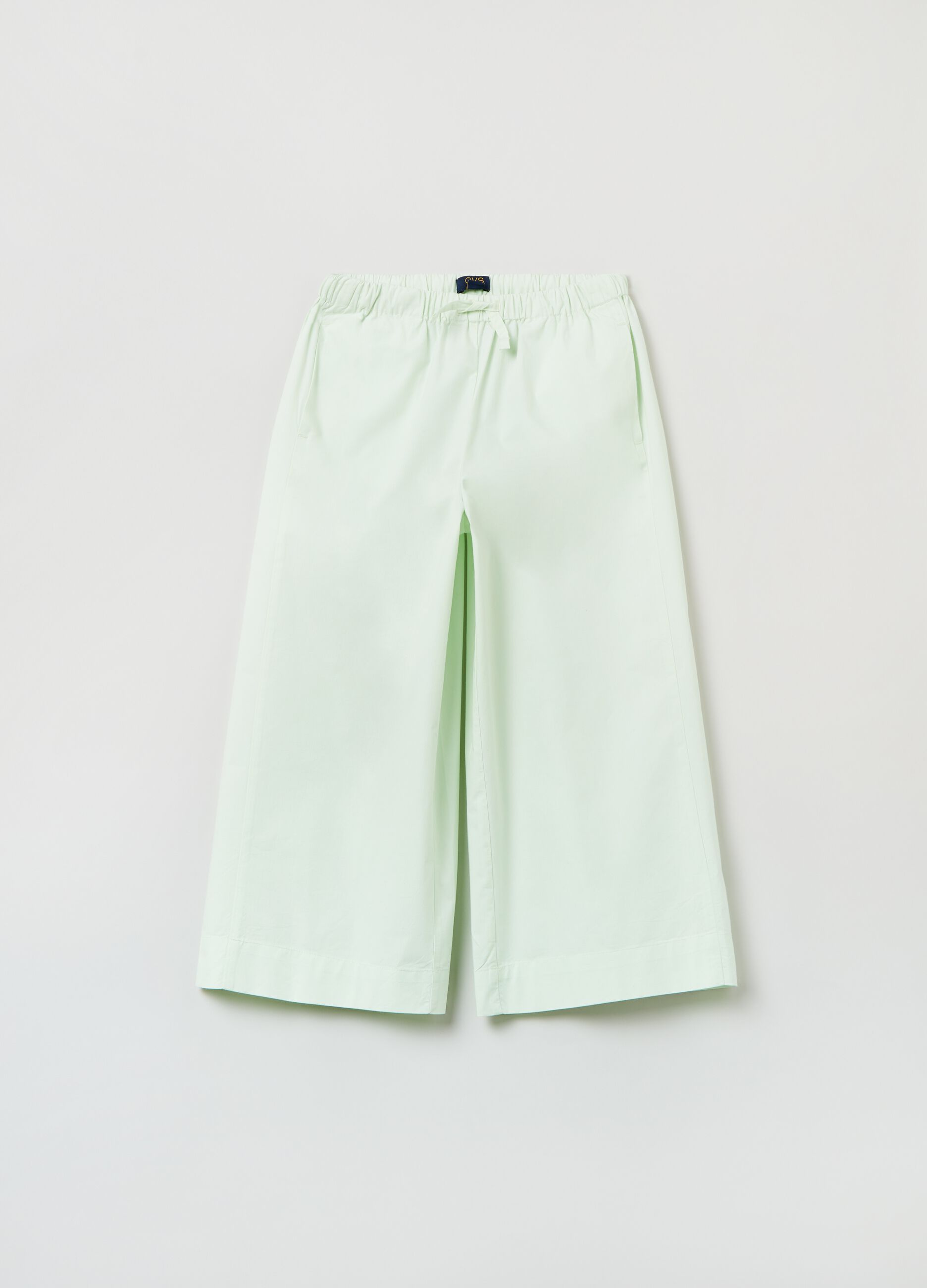 Pantaloni cropped in cotone con coulisse