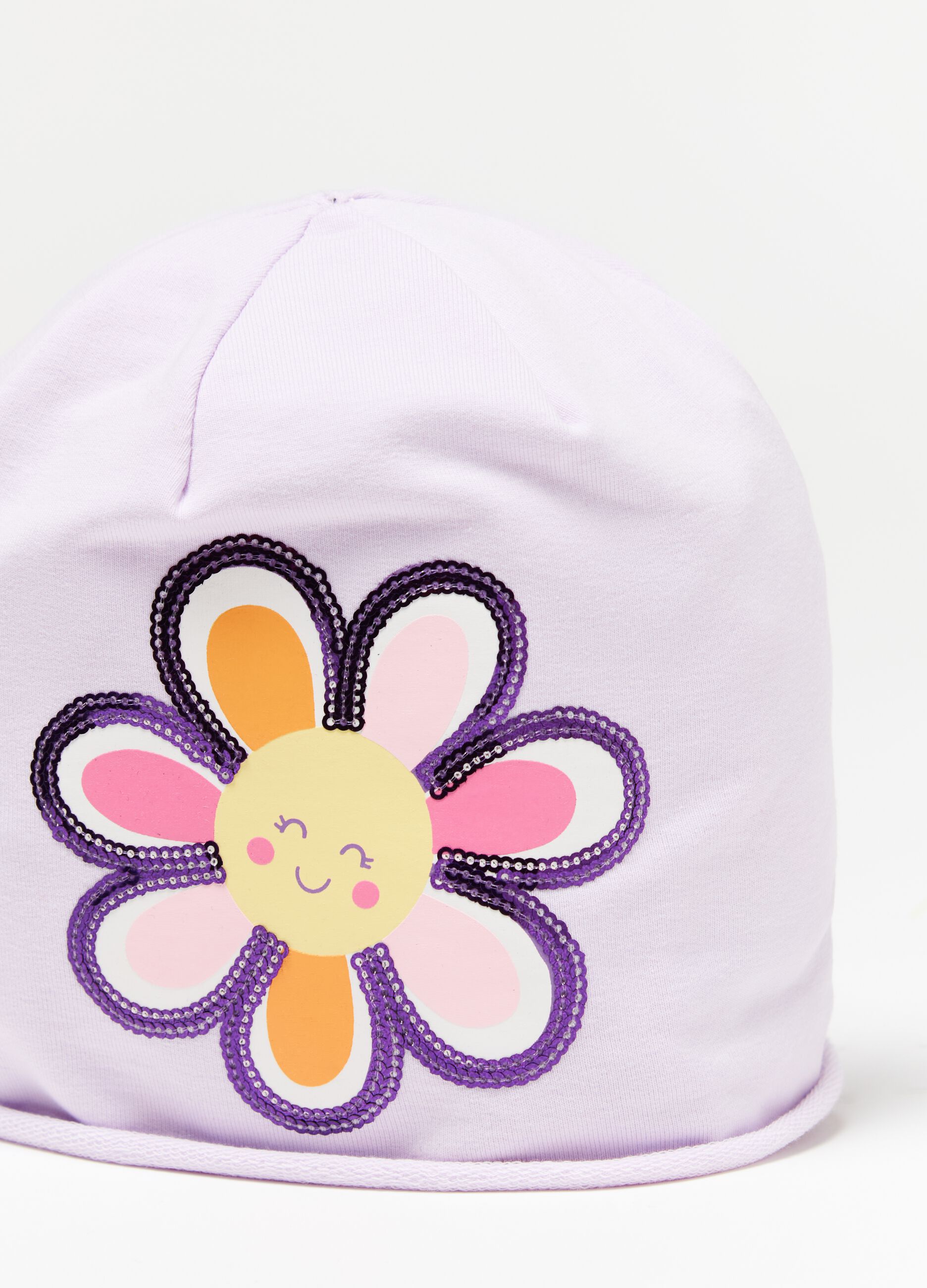 Organic cotton hat with flower print