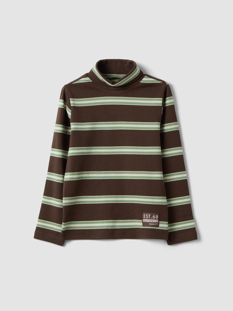 Light brown organic cotton polo-neck T-shirt_0