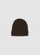 Gorro castanho em malha jersey com dobra_0