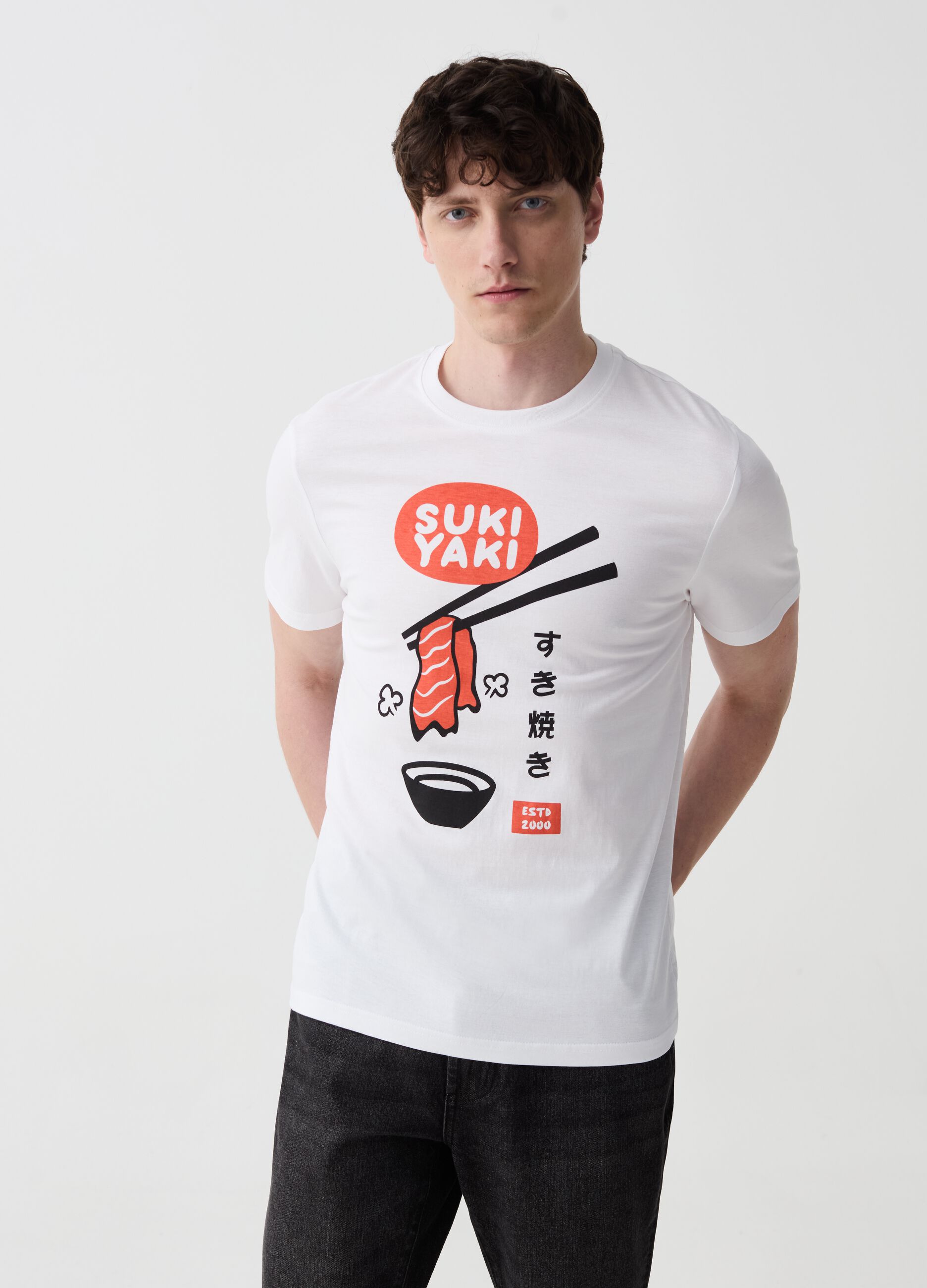 T-shirt in cotone con stampa sushi