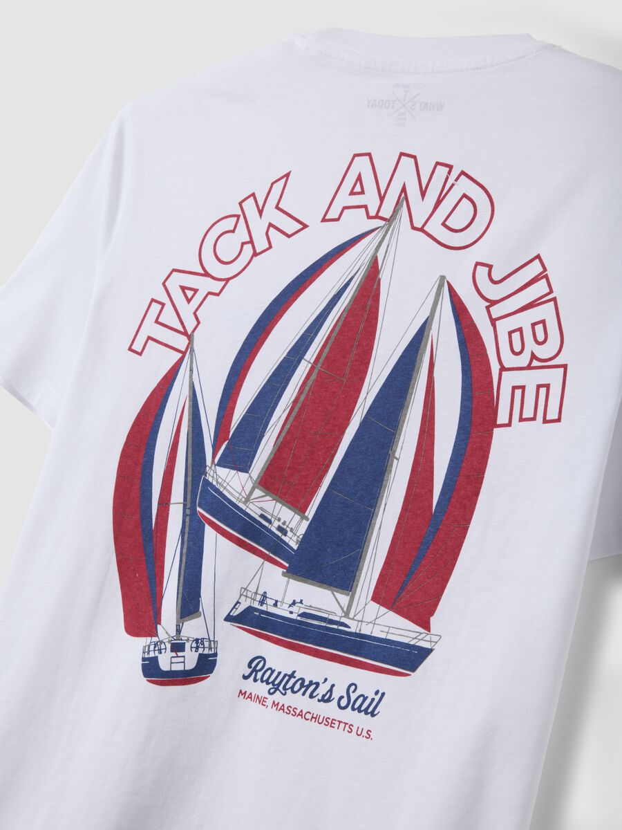 White pure cotton T-shirt with print_5