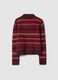 Red stretch wool cardigan with polo collar, regular fit_2