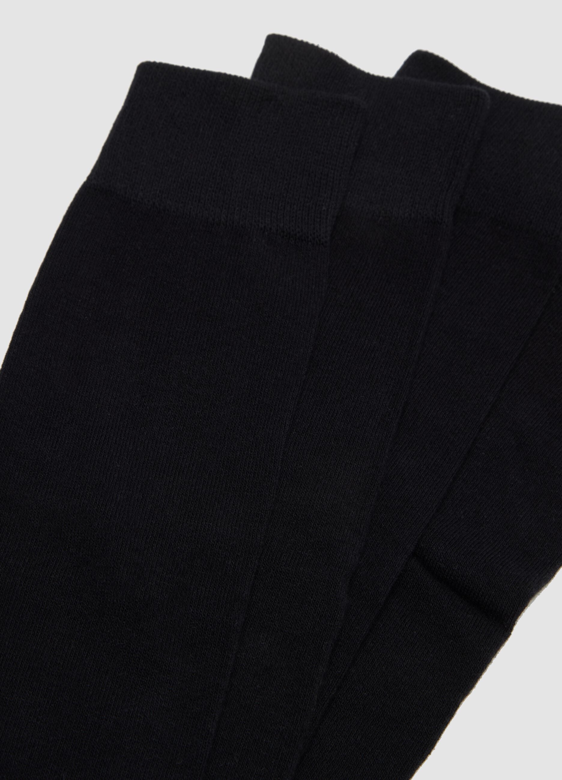 Five-pack of black long socks in stretch organic cotton