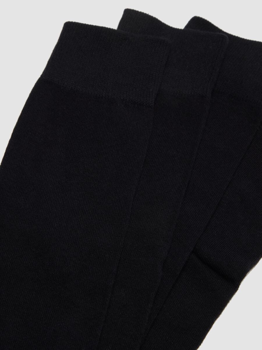 Five-pack of black long socks in stretch organic cotton_1