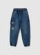Jogger denim infantil em azul de algodão com ajuste regular_0