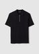 Short-sleeved pure cotton black polo regular fit with zip_4
