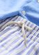 Blue shirt and white and blue striped shorts set_2