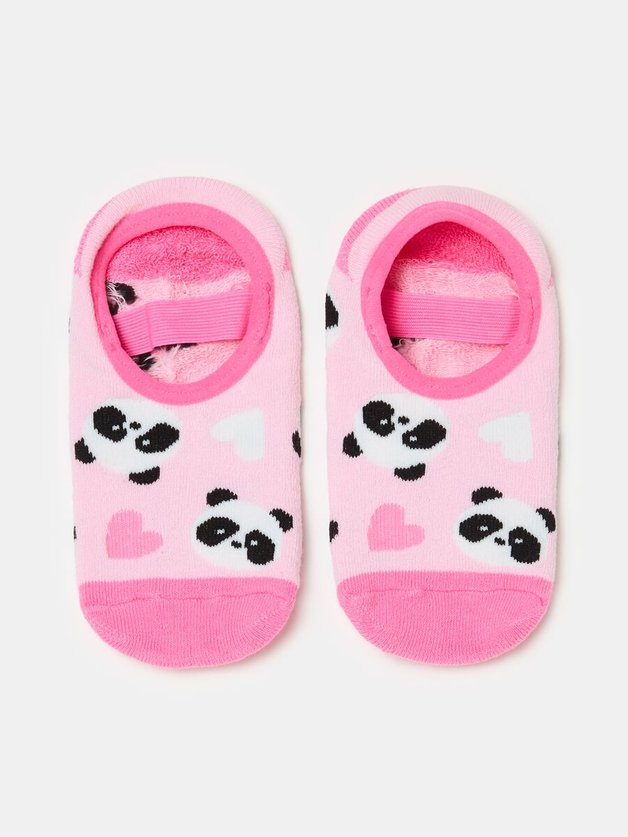 Slipper socks with panda and hearts design_0