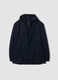Blazer blu in cotone elasticizzato con cappuccio e rever classici_0