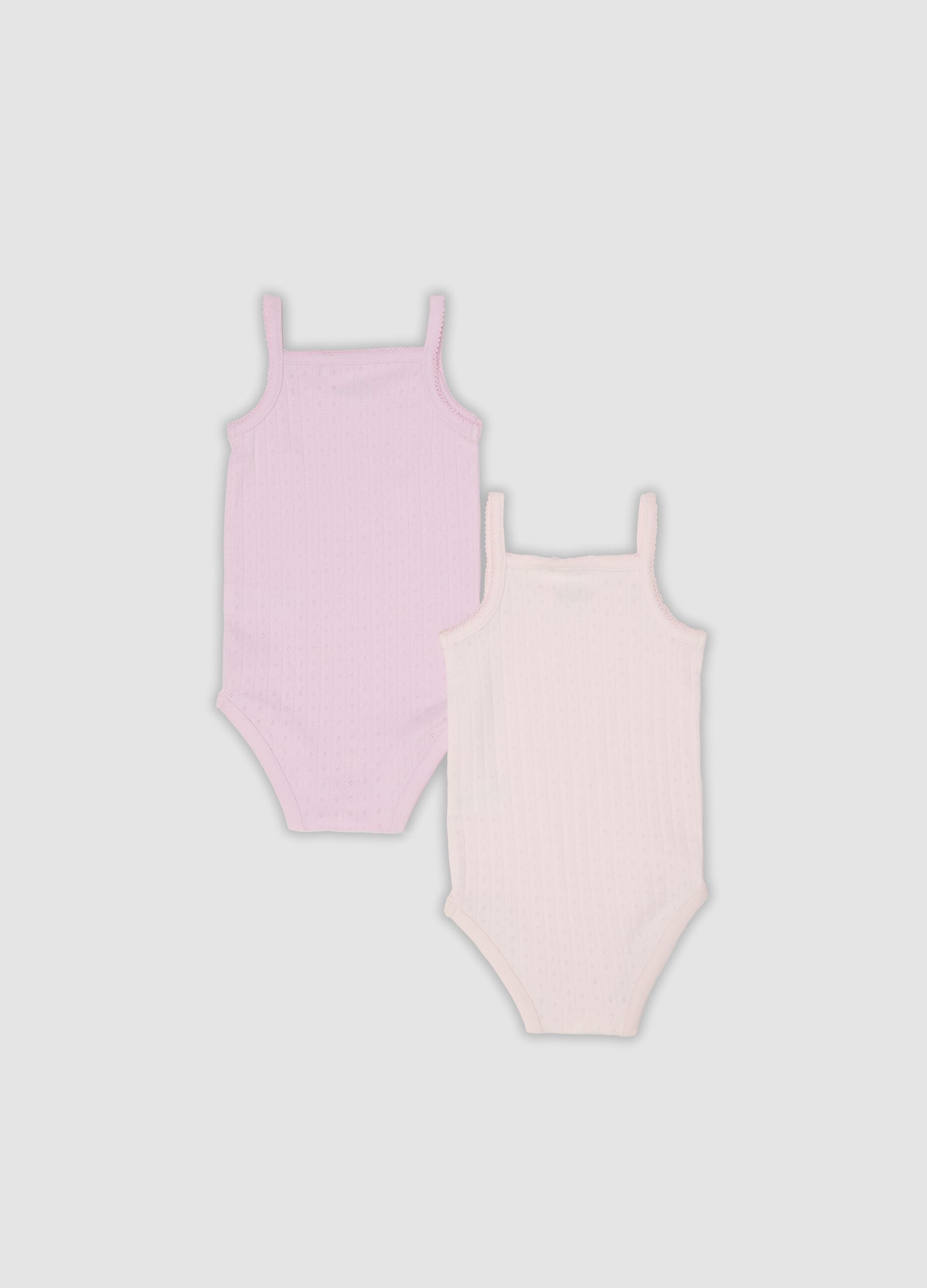 2-pack pink organic cotton pointelle bodysuits for baby girl