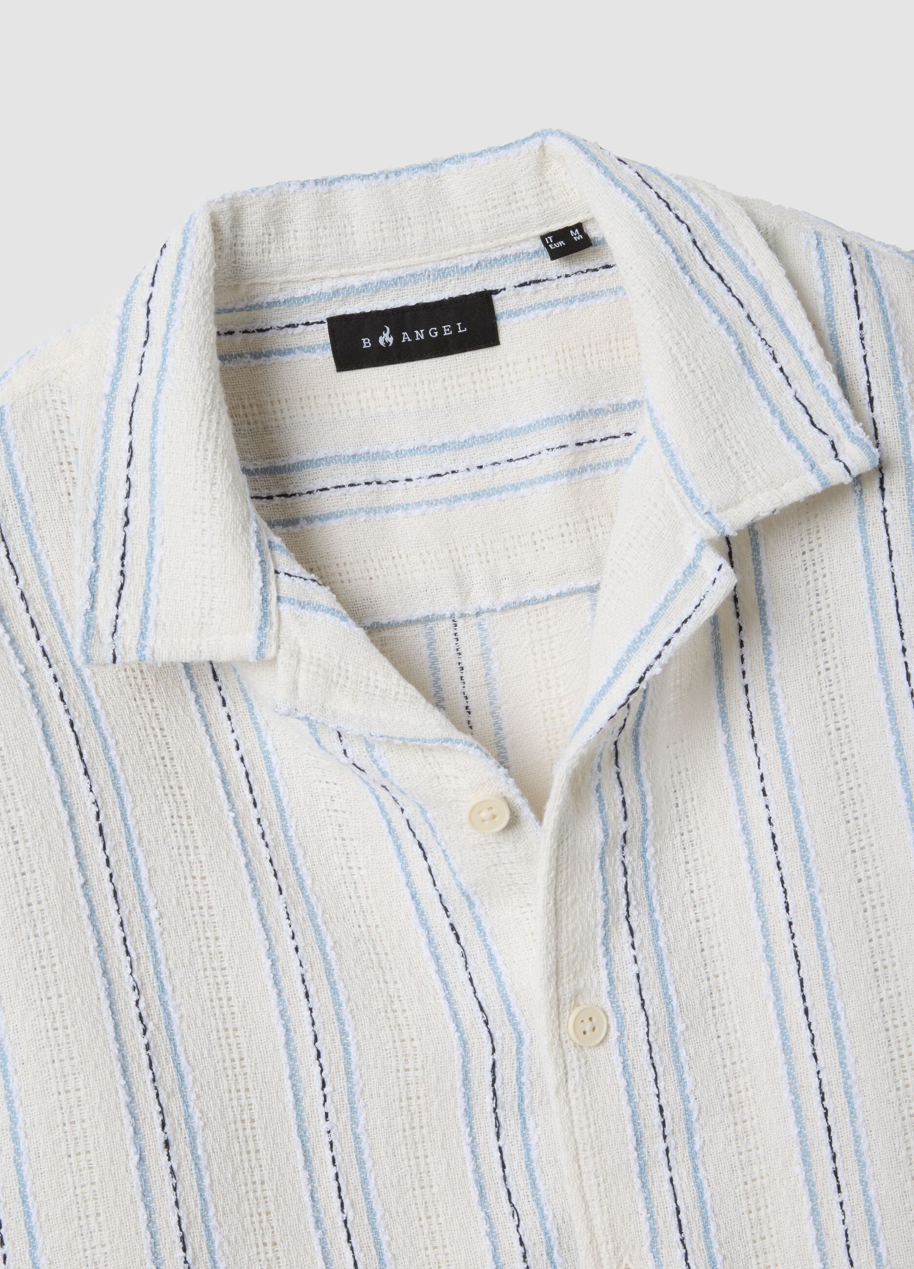 White striped cotton-blend oversized shirt