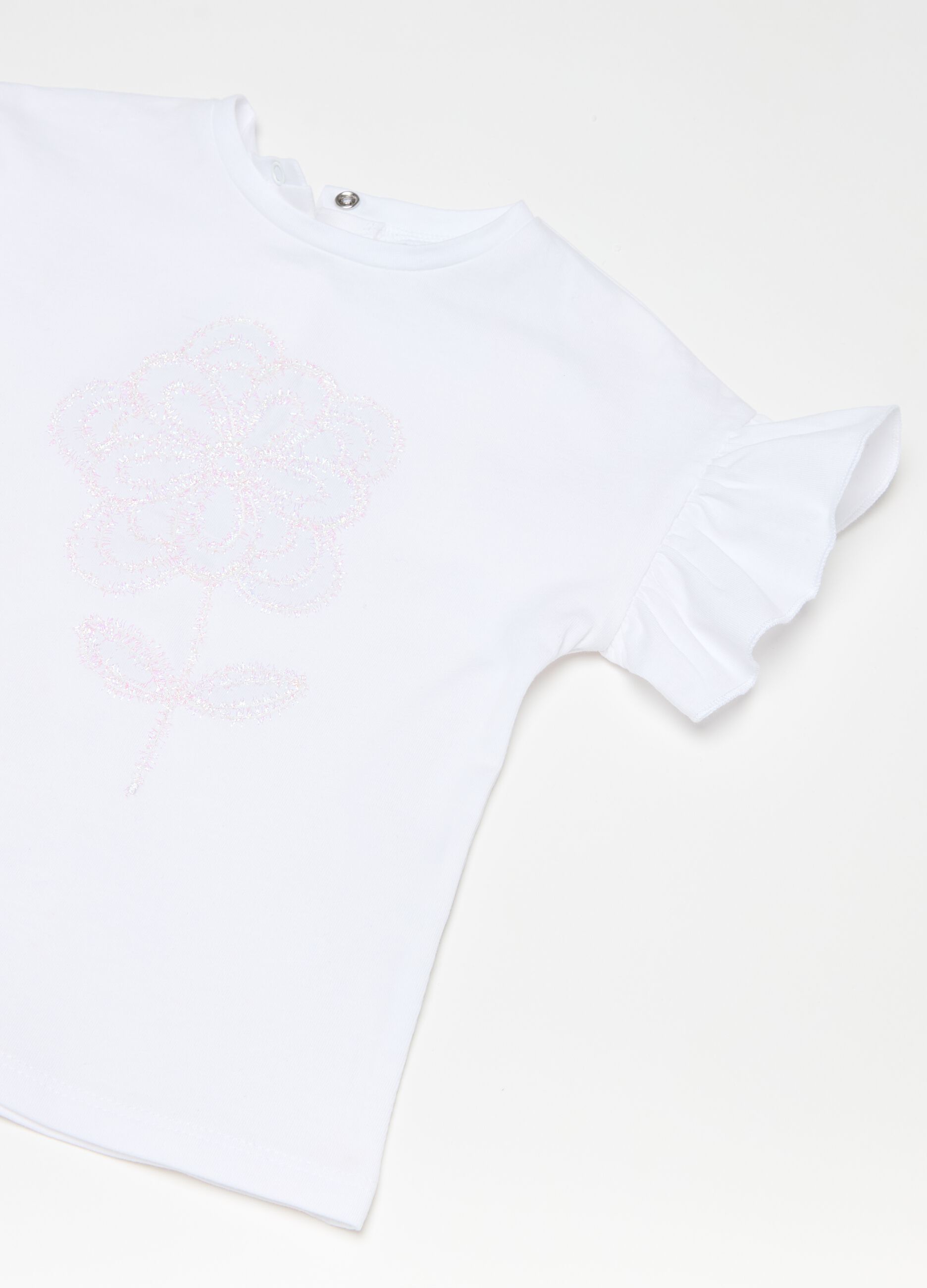 T-shirt con applicazione fiore