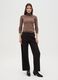 Brown ribbed high-neck sweater with regular fit_1