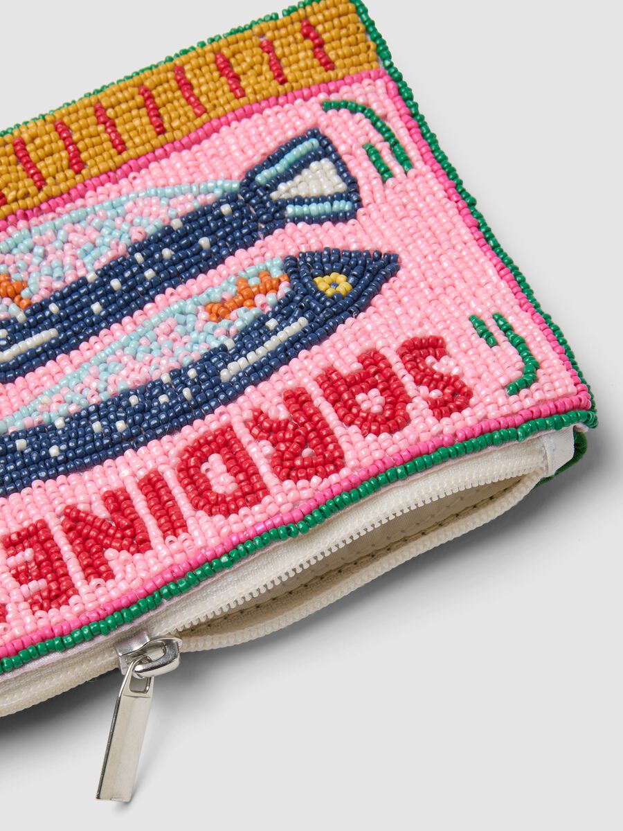 Multicoloured beaded coin purse with sardine motif_2