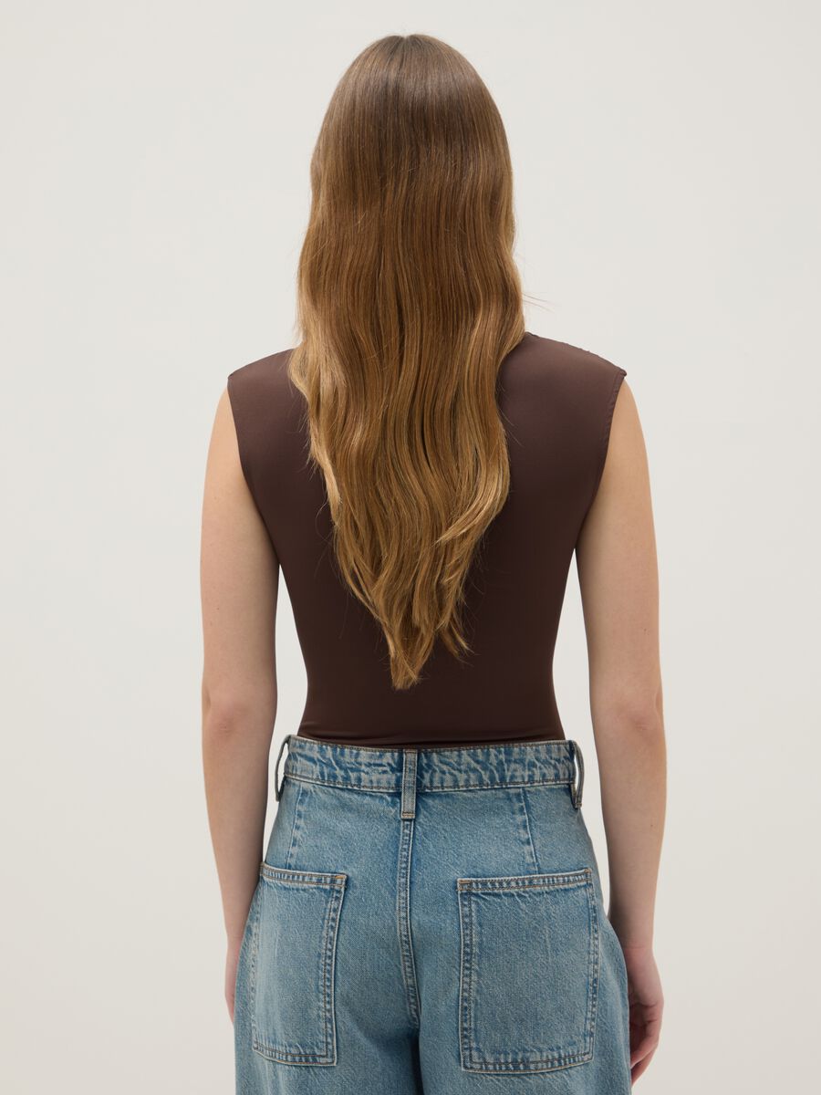 Brown stretch fabric bodysuit regular fit_2