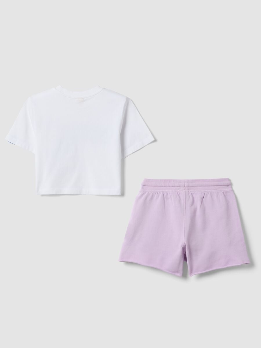 Conjunto blanco y morado de algod&oacute;n puro para ni&ntilde;a con estampados de Stitch_4