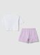 Conjunto branco e roxo em algod&atilde;o puro para rapariga com estampados do Stitch_4