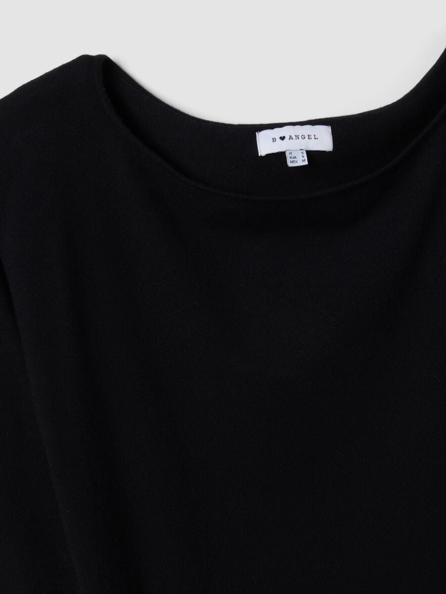 Black viscose-blend dress with bateau neckline_5