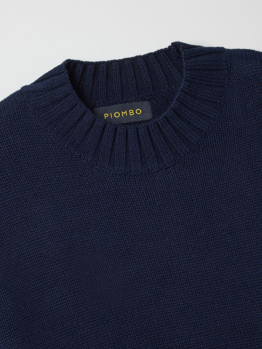 Pure cotton regular fit blue crew neck jumper_5