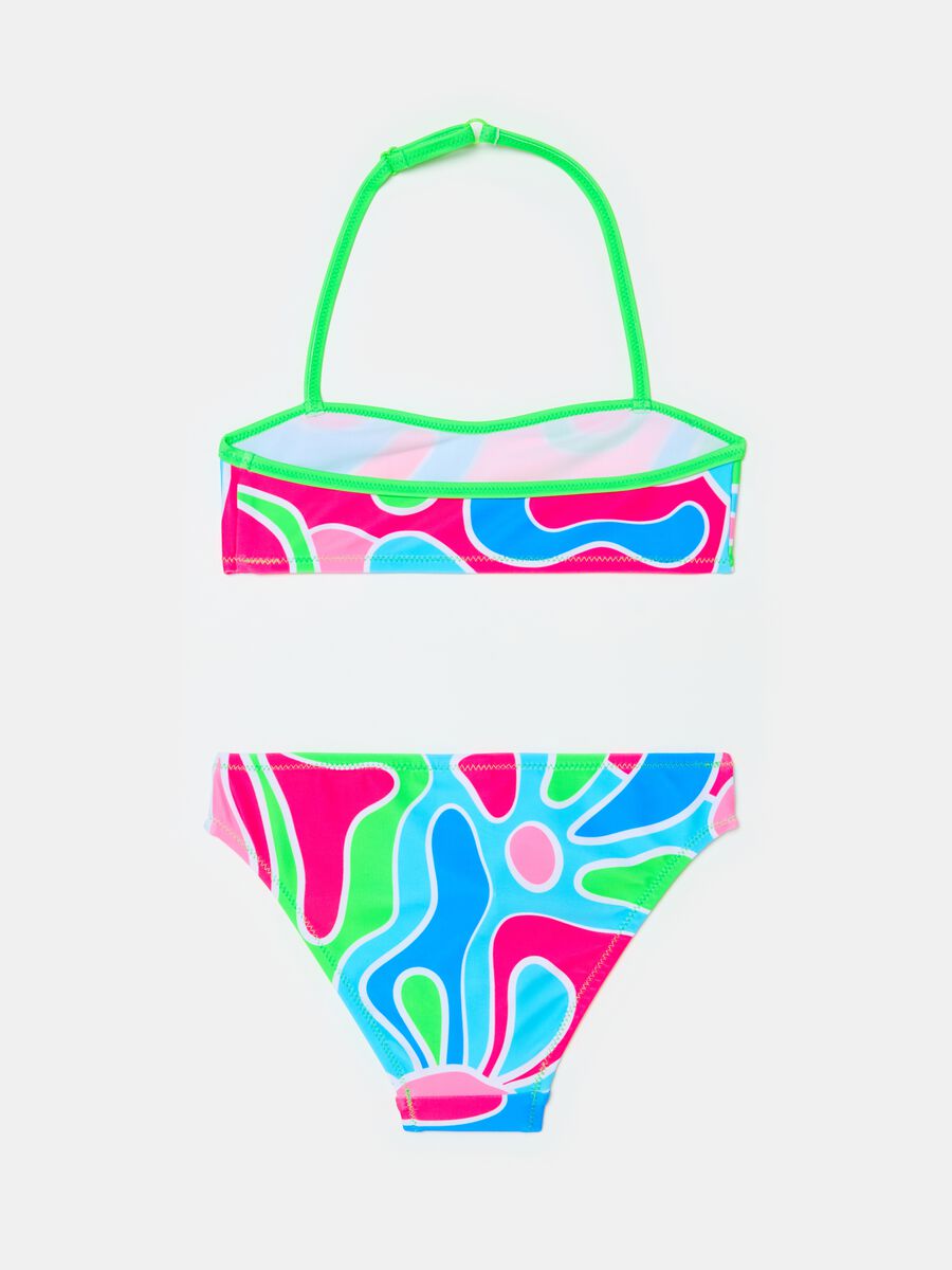 Bikini con fantasia optical e stampa logo_1
