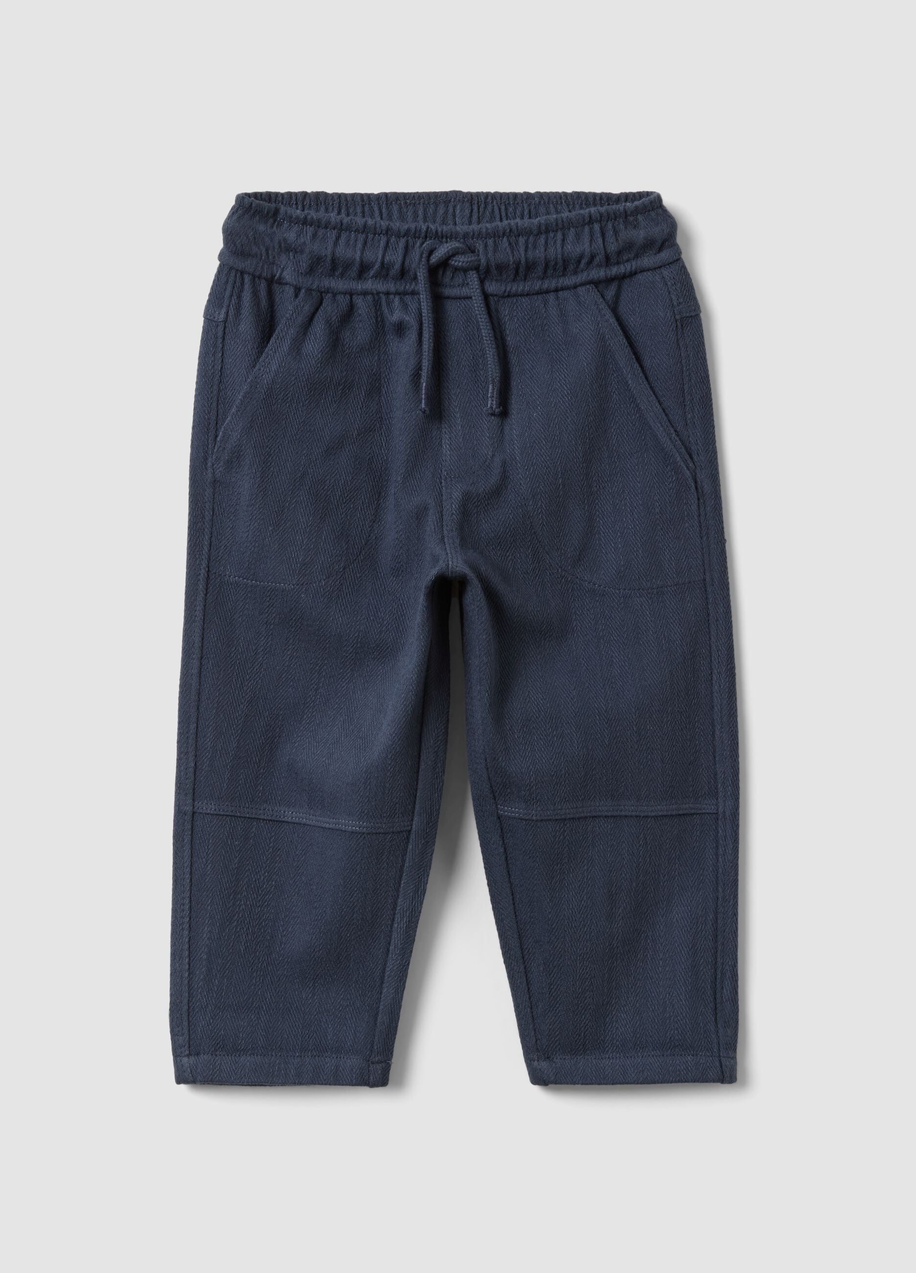 Grey overfit stretch cotton joggers for baby boy