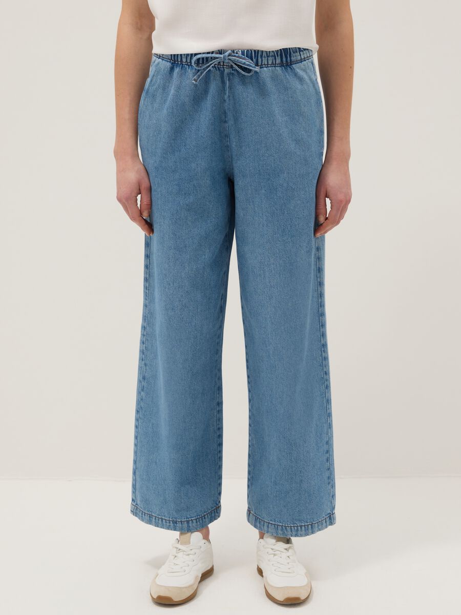 Azure Denim Pure Cotton Jogger Trousers Regular Fit_1