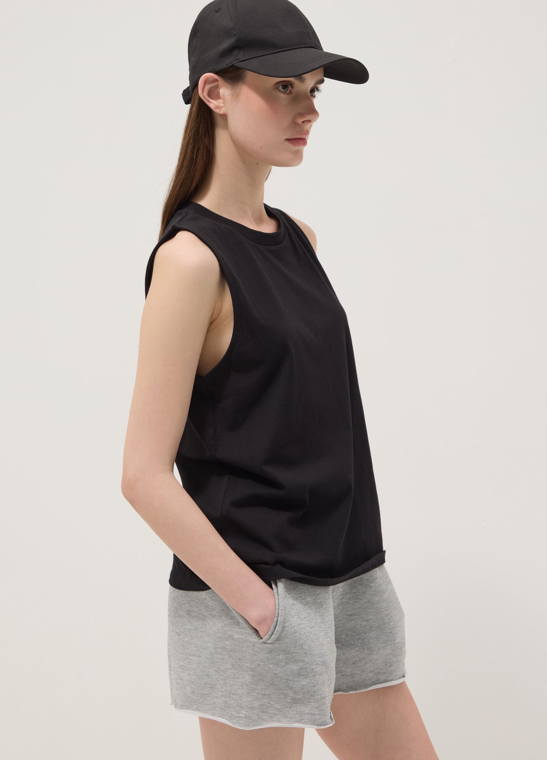 Black pure cotton tank top