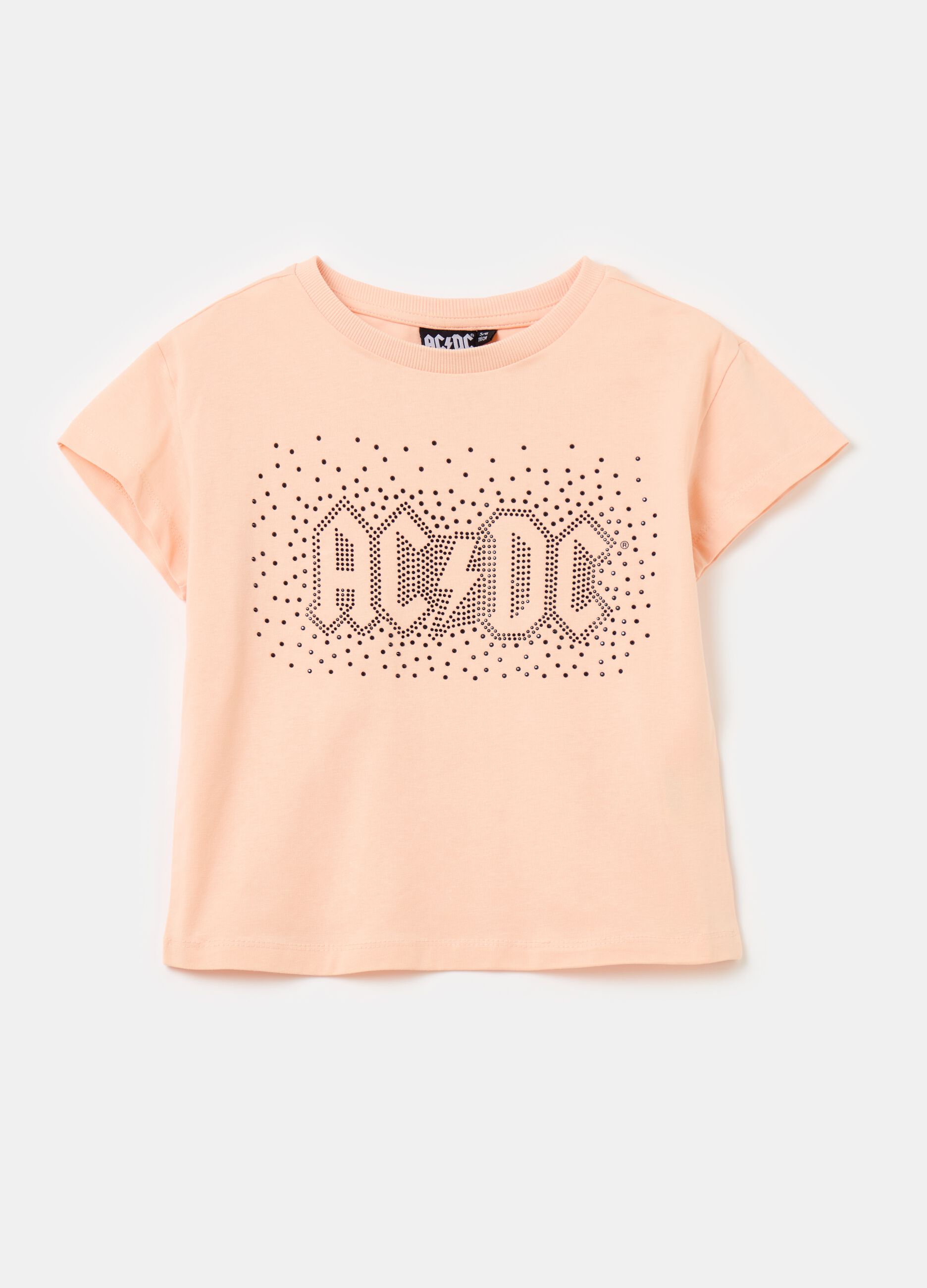 T-shirt con applicazione strass AC/DC