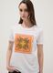 White pure cotton T-shirt with front print_0