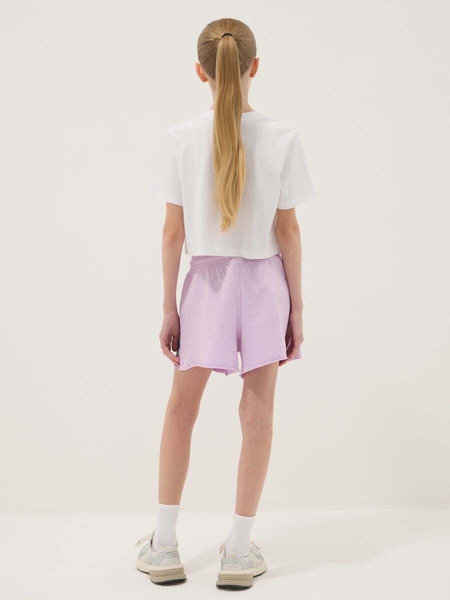 Conjunto blanco y morado de algod&oacute;n puro para ni&ntilde;a con estampados de Stitch_1