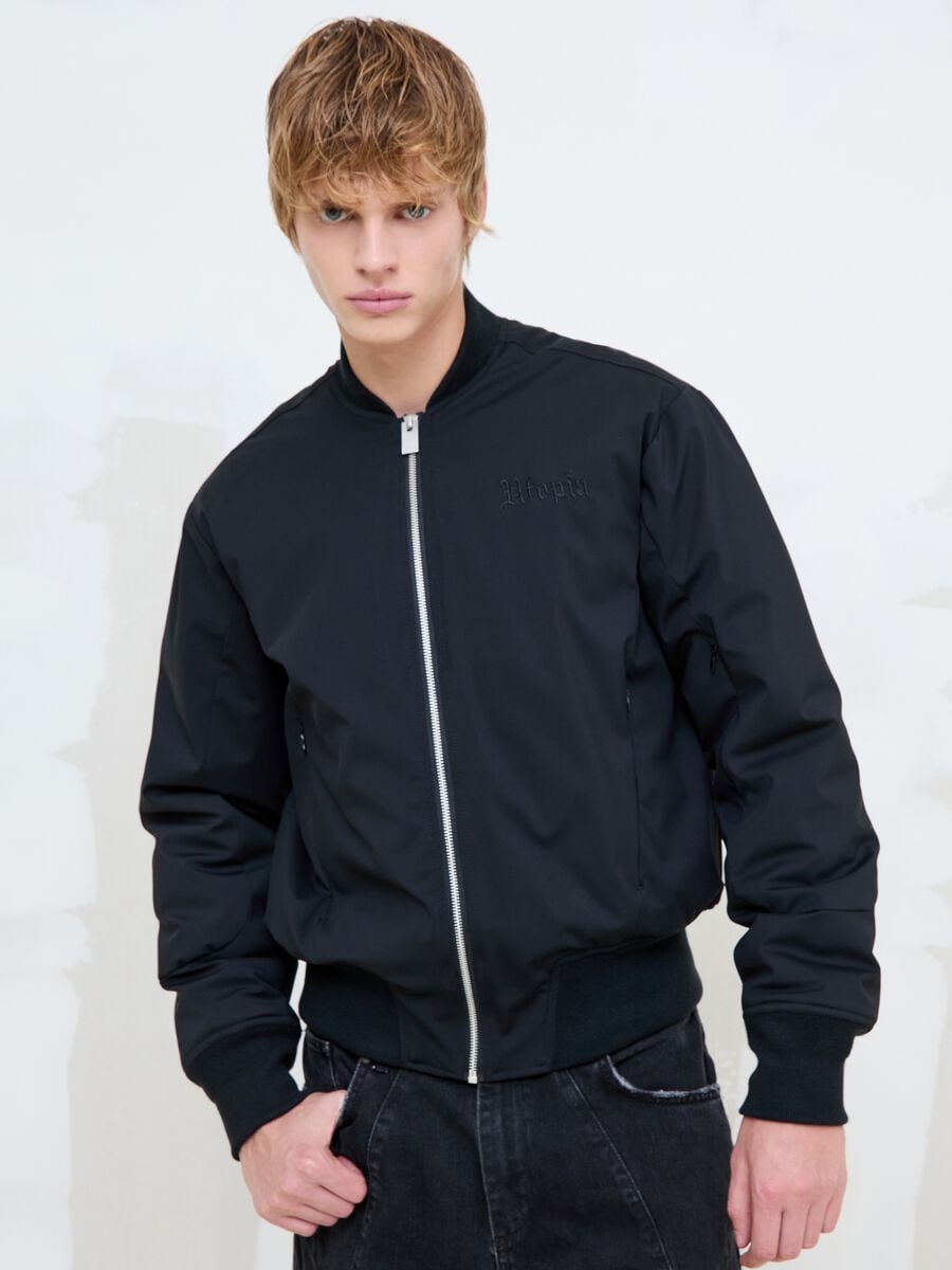Black Nylon Bomber Jacket_0