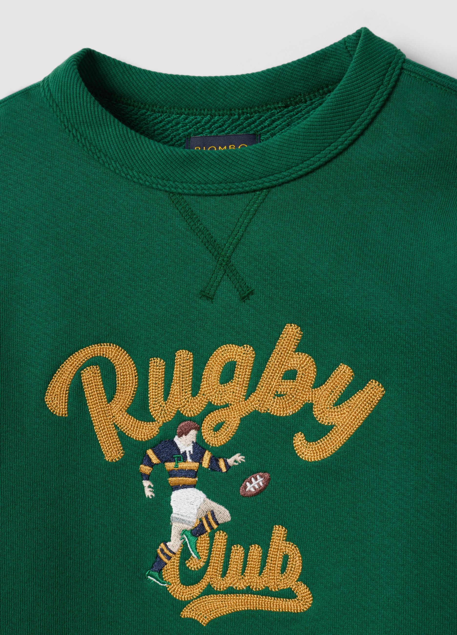 Oversized green sweatshirt in pure organic cotton with college print