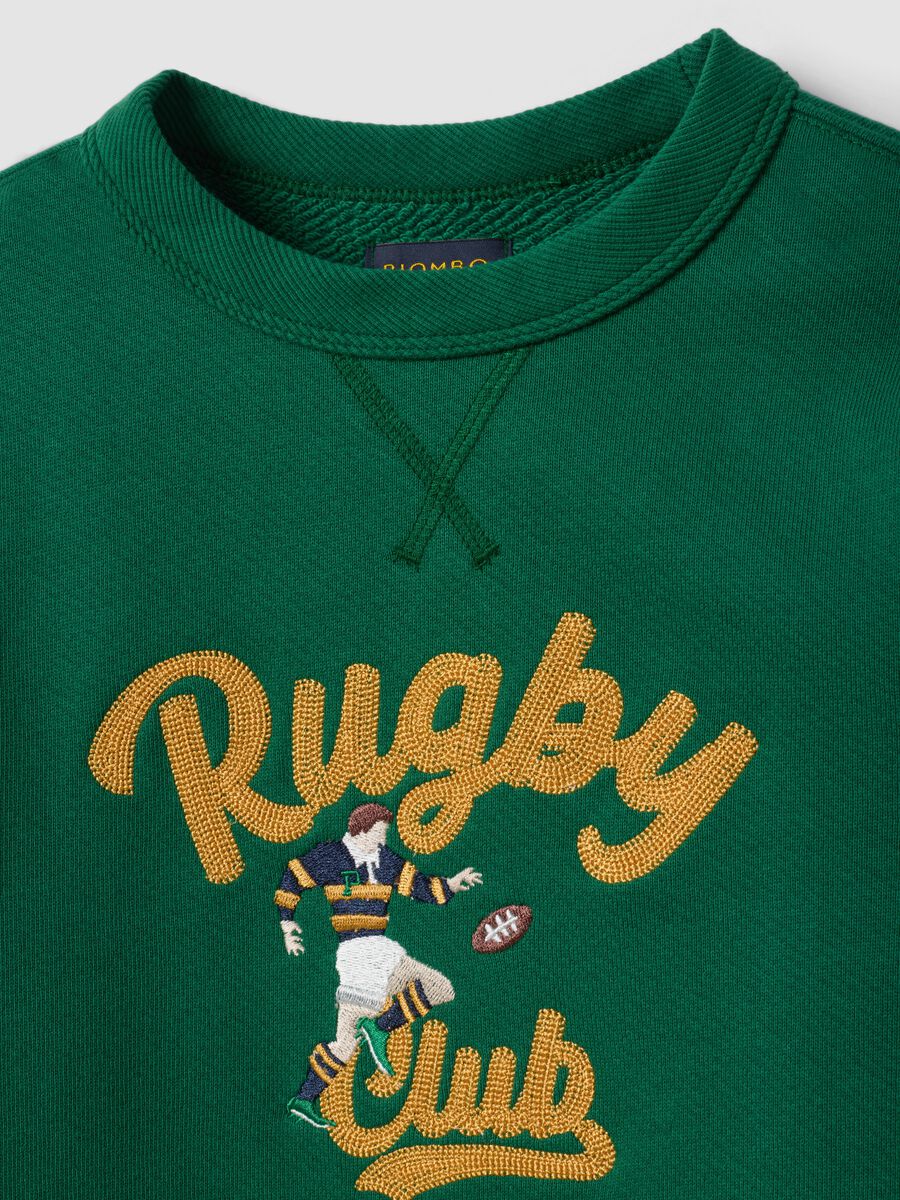 Oversized green sweatshirt in pure organic cotton with college print_4