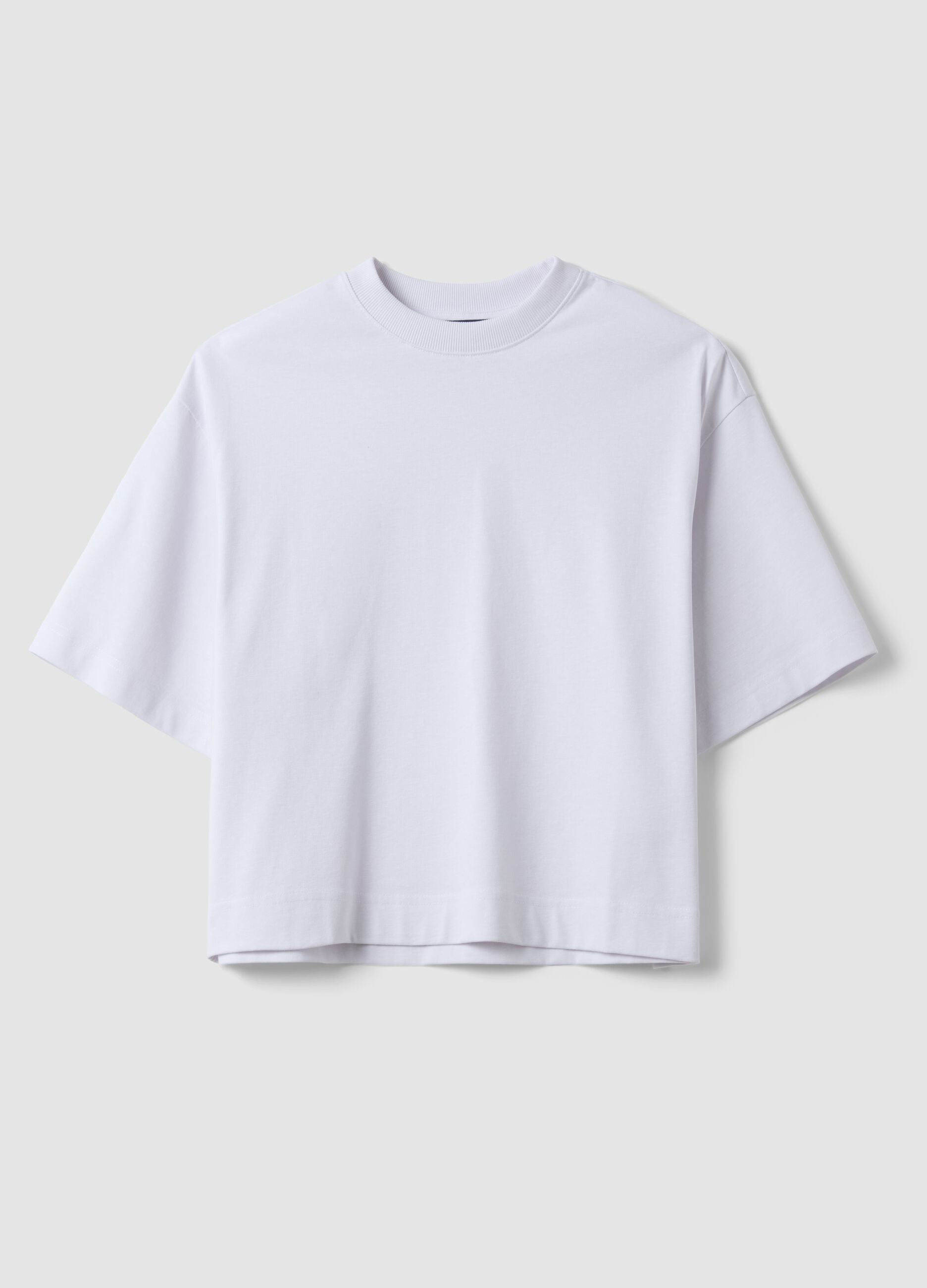 Wei&szlig;es Regular-Fit T-Shirt aus Jersey in Baumwollmix mit Rundhalsausschnitt