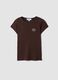 Brown pure cotton crew-neck T-shirt with slogan_4