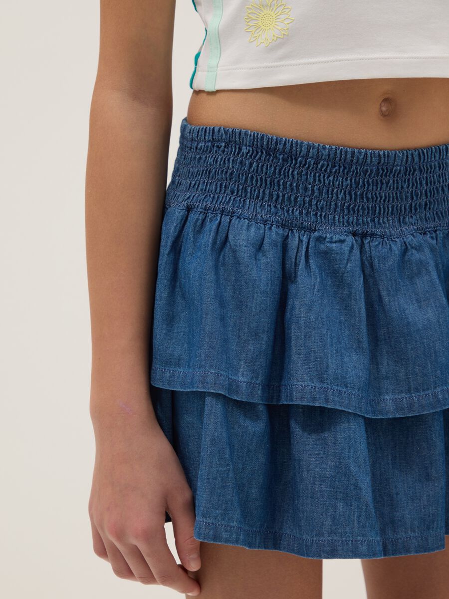 Girls' Regular Fit Blue Denim Pure Cotton Skirt_2