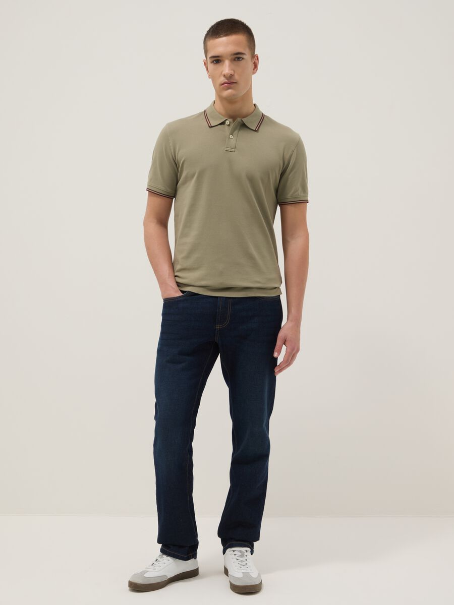 Green stretch cotton polo shirt, regular fit_2