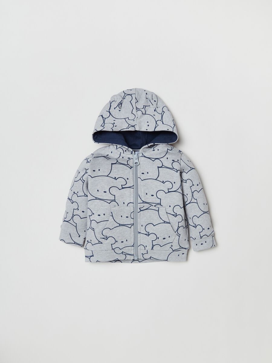 Cotton hooded full-zip jumper with print_0