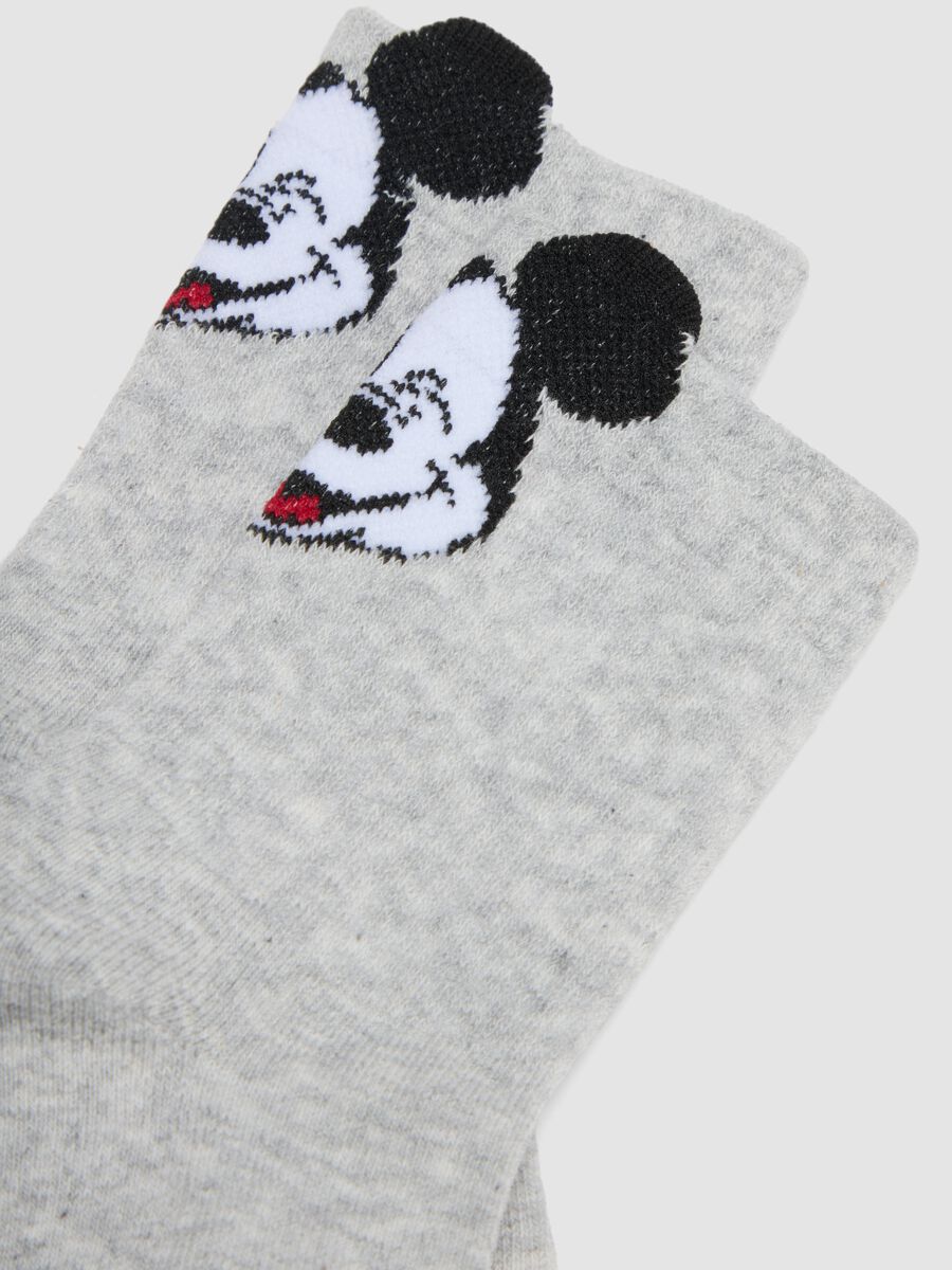2-pack of grey and white short socks in stretch organic cotton with Mickey print_1