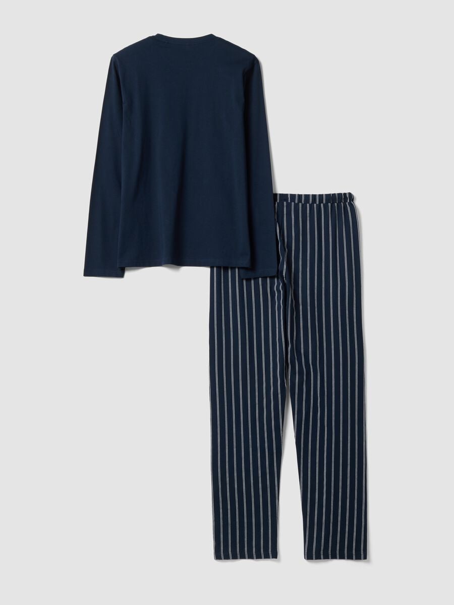 Blue pure organic cotton crew-neck pyjamas_2
